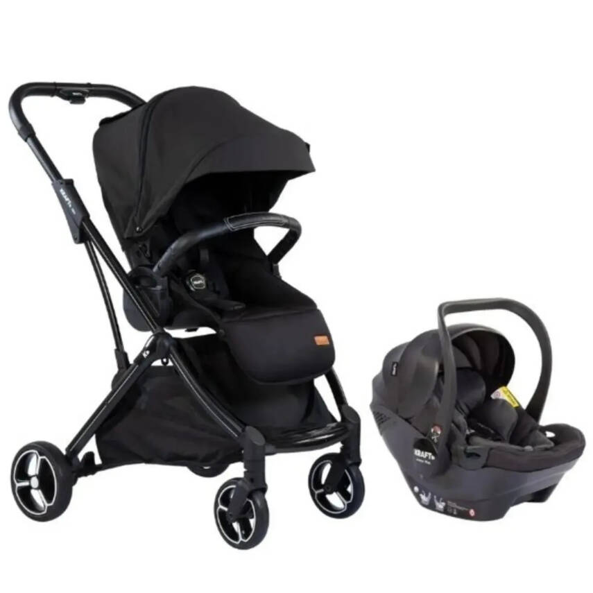 Kraft Viva I-Size Çift Yönlü Tek Elle Katlanabilir Travel Sistem Bebek Arabası Black - 1