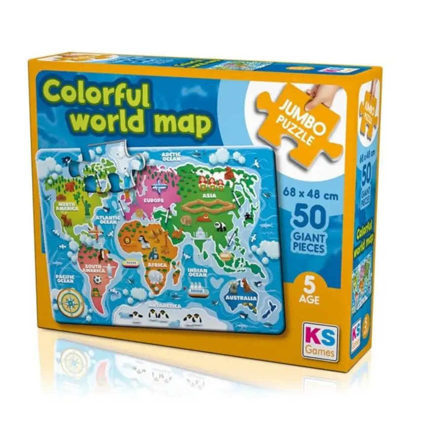 KS Games Colorful World Map Jumbo Puzzle 50 Parça - 1