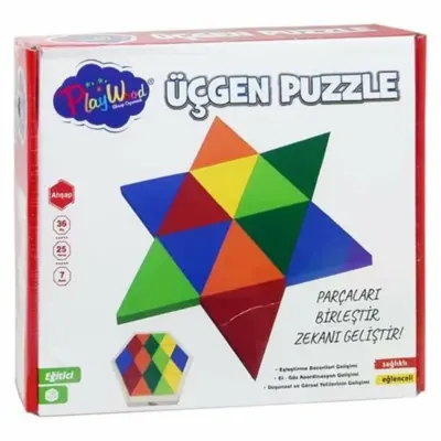 Kutuda 24 Parça Ahşap Üçgen Puzzle (1)