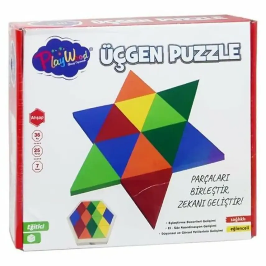 Kutuda 24 Parça Ahşap Üçgen Puzzle - 2