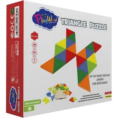 Kutuda 24 Parça Ahşap Üçgen Puzzle