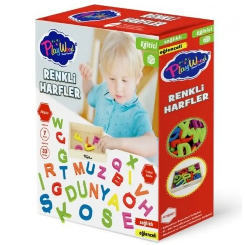 Kutuda 33 Prç Ahşap Kasalı Renkli Harfler - 1