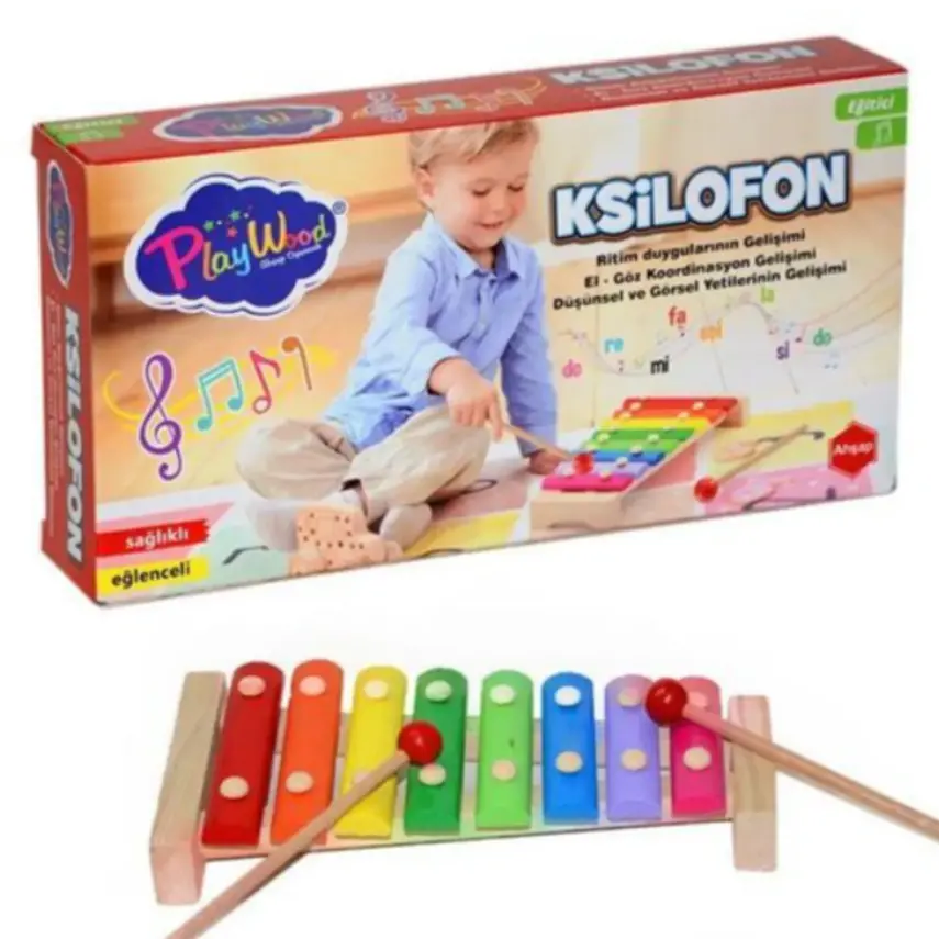 Kutuda Ahşap 8 Farklı Notalı Ksilofon - 3