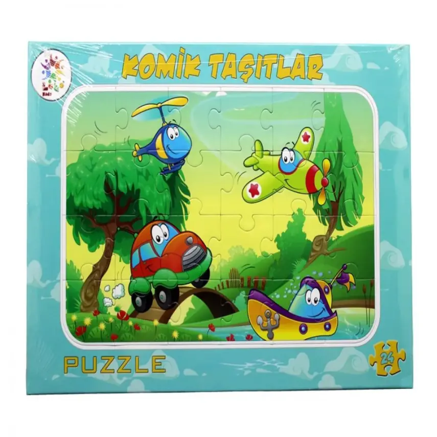 Laço Kids Frame Puzzle Komik Taşıtlar - 1