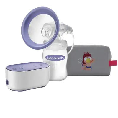 Lansinoh Kompakt Tekli Elektrikli Göğüs Pompası,Bebektif Mini Çanta Gri