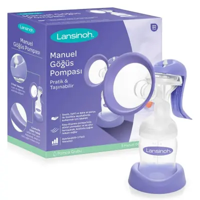 Lansinoh Manuel Göğüs Pompası + Süt Saklama Poşeti 50li (1)