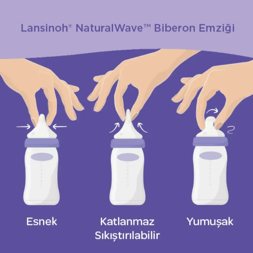 Lansinoh Natural Wave Silikon Biberon Emziği 2li Hızlı Akış - 4