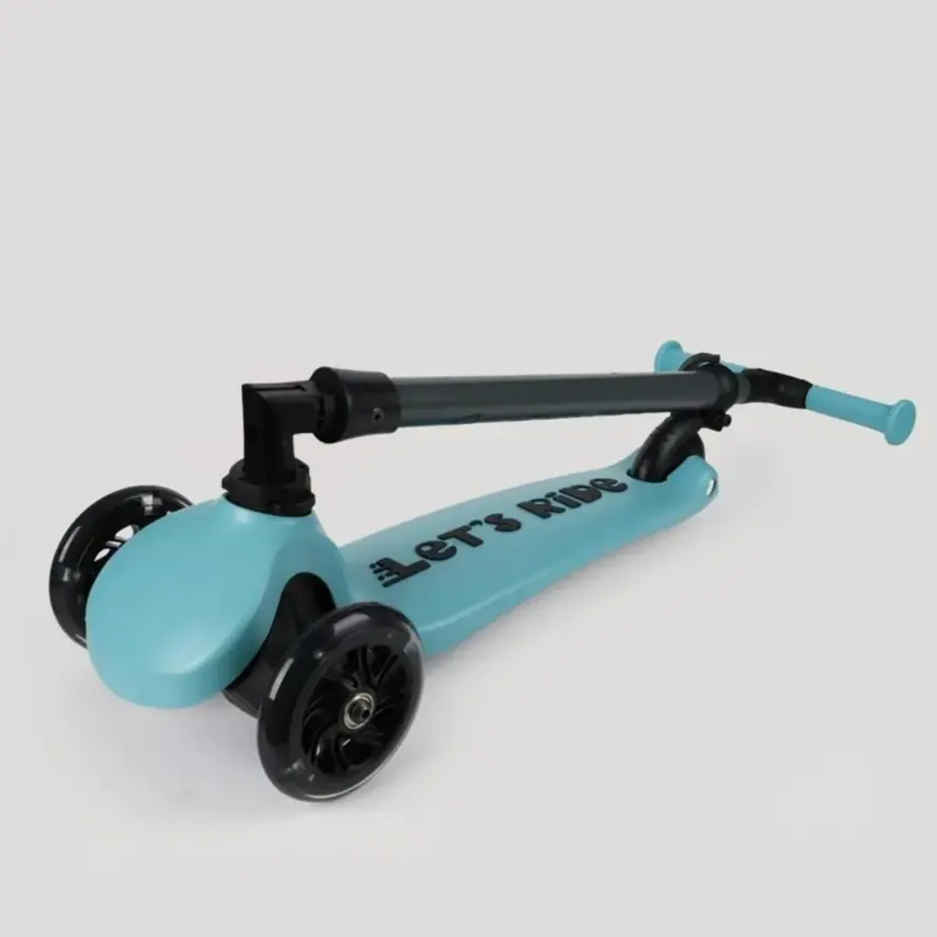 Let's Ride Işıklı Katlanabilir 3 Tekerlekli Scooter- Turkuaz - 2