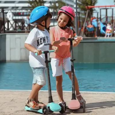 Let's Ride Işıklı Katlanabilir 3 Tekerlekli Scooter- Turkuaz - 8