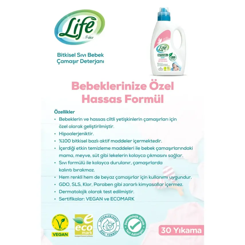 Life by Fakir Baby Bitkisel Bazlı Sıvı Çamaşır Deterjanı 1500 ml - 5