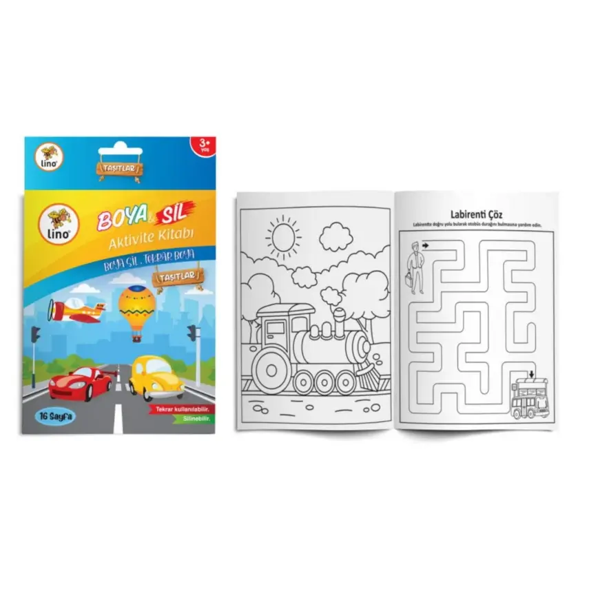 Lino Boya & Sil Silinebilir  Aktivite Boyama Kitabı Araçlar  - 1