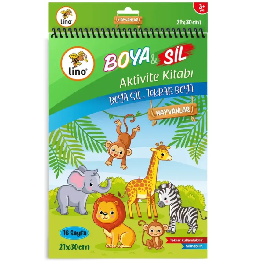 Lino Boya Sil - Silinebilir Aktivite Boyama Kitabı Hayvanlar  - 1