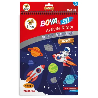Lino Boya Sil - Silinebilir Aktivite Boyama Kitabı Uzay - 1