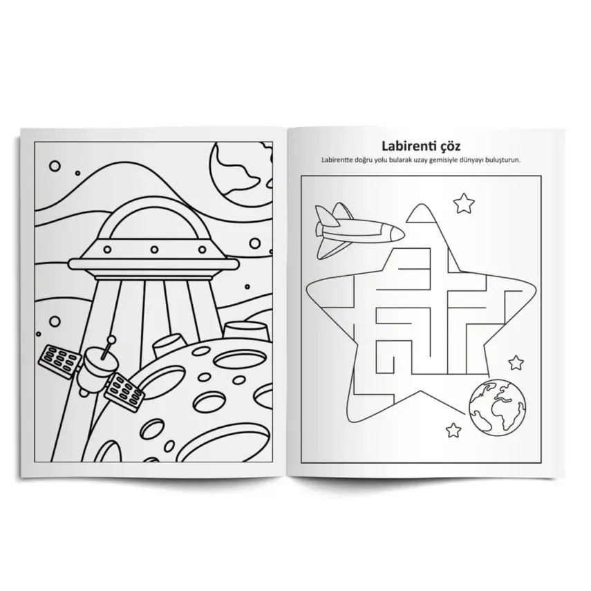 Lino Boya Sil - Silinebilir Aktivite Boyama Kitabı Uzay - 2