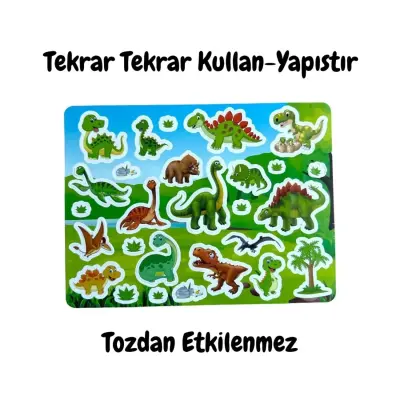 Lino Tekrar Tekrar Kullanılabilen Stıcker Dınosaur World (1)