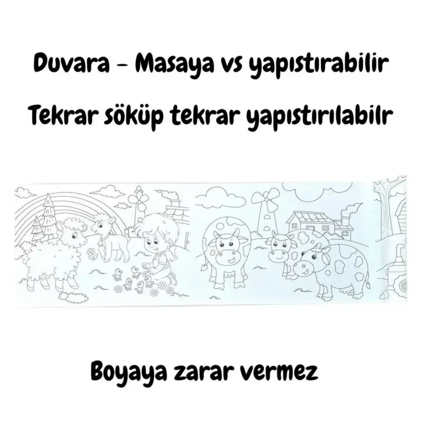 Lino Yapışkanlı Boyama Rulosu Farm 86X20 Cm - 2