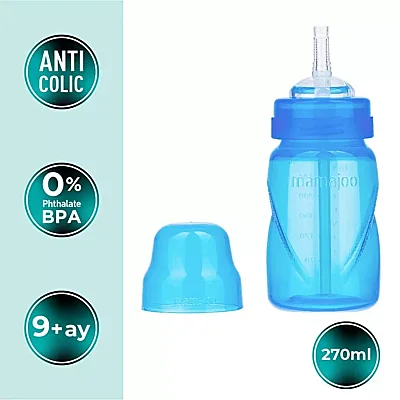 Mamajoo Akıtmaz Pipetli Bardak 270 ml Mavi (1)
