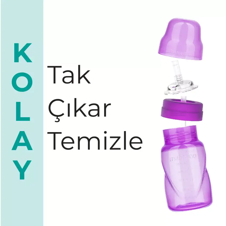 Mamajoo Akıtmaz Pipetli Bardak 270 ml Mor - 6