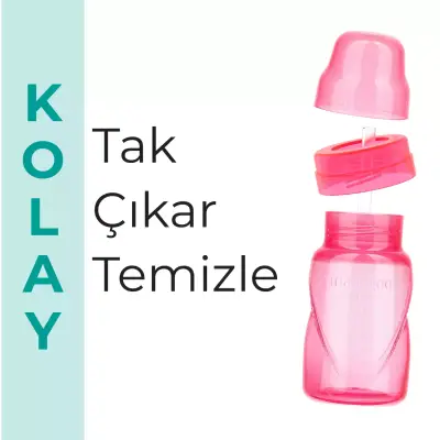 Mamajoo Akıtmaz Pipetli Bardak 270 ml Pembe - 6