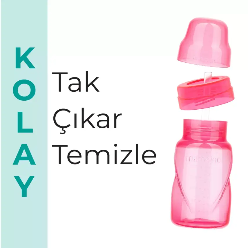 Mamajoo Akıtmaz Pipetli Bardak 270 ml Pembe - 6