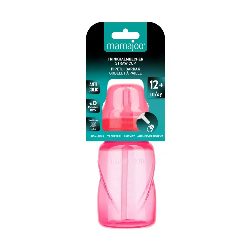 Mamajoo Akıtmaz Pipetli Bardak 270 ml Pembe - 8