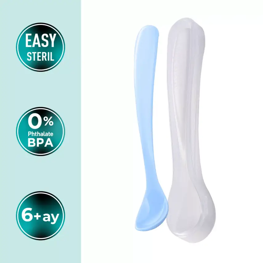 Mamajoo Beslenme Kaşığı&Saklama Kutusu Beyaz/Powder Blue 2li - 2