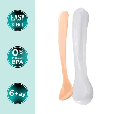 Mamajoo Beslenme Kaşığı&Saklama Kutusu Beyaz/Powder Blush 2li (1)