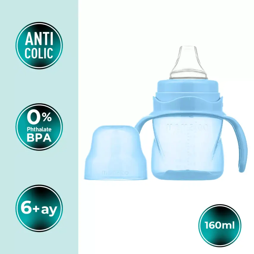Mamajoo Kulplu Akıtmaz Eğitici Bardak 160 ml&Anti-Kolik Uç Powder Blue - 2