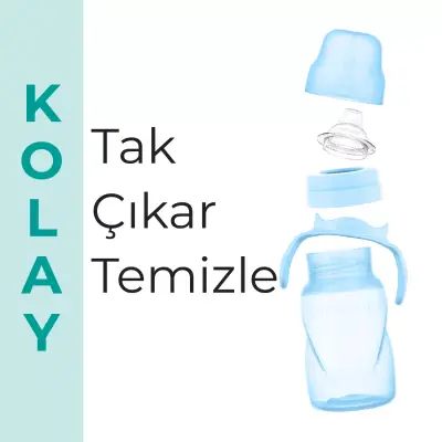 Mamajoo Kulplu Akıtmaz Eğitici Bardak 270 ml&Anti-Kolik Uç Powder Blue - 6