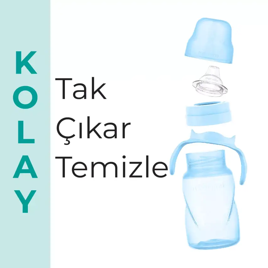 Mamajoo Kulplu Akıtmaz Eğitici Bardak 270 ml&Anti-Kolik Uç Powder Blue - 6