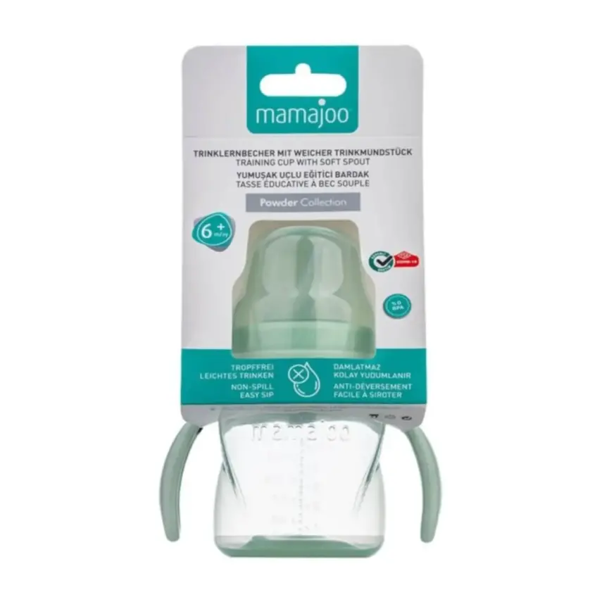 Mamajoo Kulplu Eğitici Bardak 160 ml Powder Green - 4