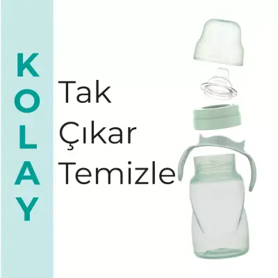 Mamajoo Kulplu Eğitici Bardak 270 ml Powder Green - 6