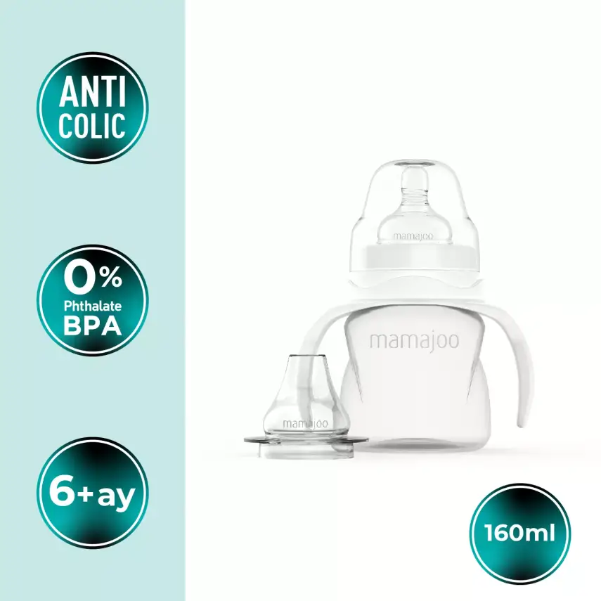 Mamajoo Kulplu Eğitici Biberon 160 ml & Anti-Kolik Silikon Bardak Ucu 6+ Ay - 2