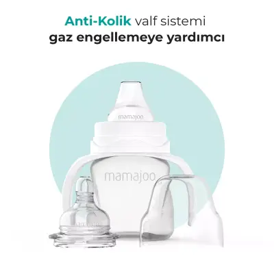 Mamajoo Kulplu Eğitici Biberon 160 ml & Anti-Kolik Silikon Bardak Ucu 6+ Ay - 3