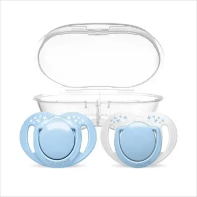 Mamajoo Ortodontik Silikon Emzik Sterilizasyon & Saklama Kutusu 0Ay+ Powder Blue 2li