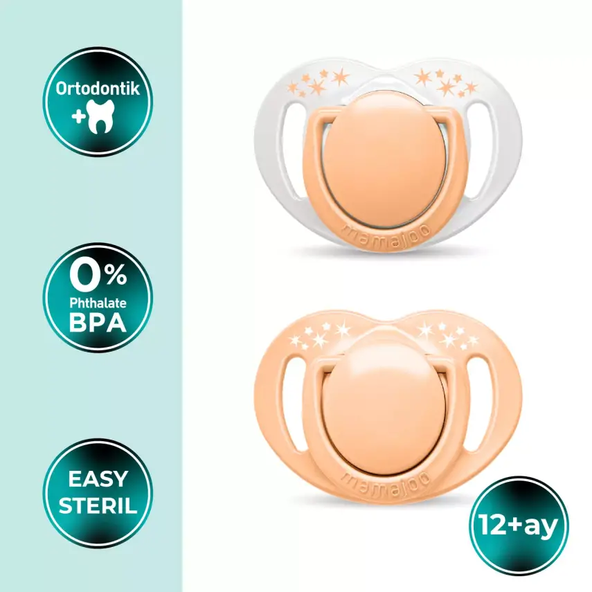 Mamajoo Ortodontik Silikon Emzik Sterilizasyon & Saklama Kutusu 12Ay+ Powder Blush 2li - 2