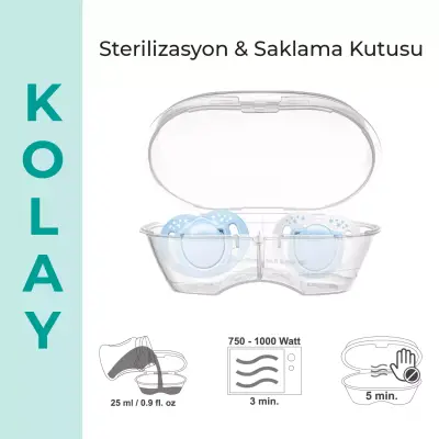 Mamajoo Ortodontik Silikon Emzik Sterilizasyon & Saklama Kutusu 6Ay+ Powder Blue 2li - 6