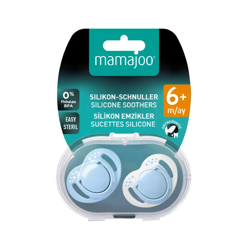 Mamajoo Ortodontik Silikon Emzik Sterilizasyon & Saklama Kutusu 6Ay+ Powder Blue 2li - 8