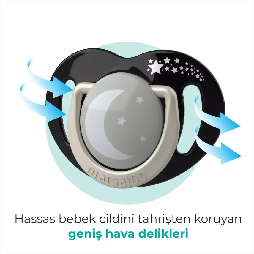 Mamajoo Silikon Emzik 2li Gece ve Gündüz & Sterilizasyon Saklama Kutusu 6+ Ay Black Pearl - 5