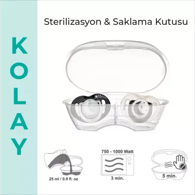 Mamajoo Silikon Emzik 2li Gece ve Gündüz & Sterilizasyon Saklama Kutusu 6+ Ay Black Pearl - 6