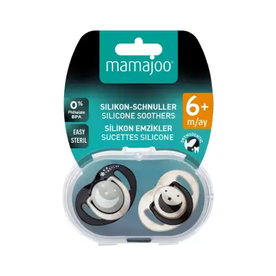 Mamajoo Silikon Emzik 2li Gece ve Gündüz & Sterilizasyon Saklama Kutusu 6+ Ay Black Pearl - 8