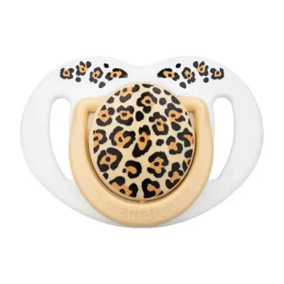 Mamajoo Silikon Emzik 2li & Sterilizasyon Saklama Kutusu 0+ Ay Bej Leopar (1)