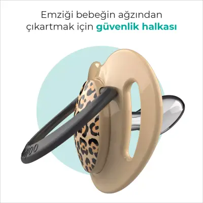Mamajoo Silikon Emzik 2li & Sterilizasyon Saklama Kutusu 12+ Ay Bej Leopar - 4
