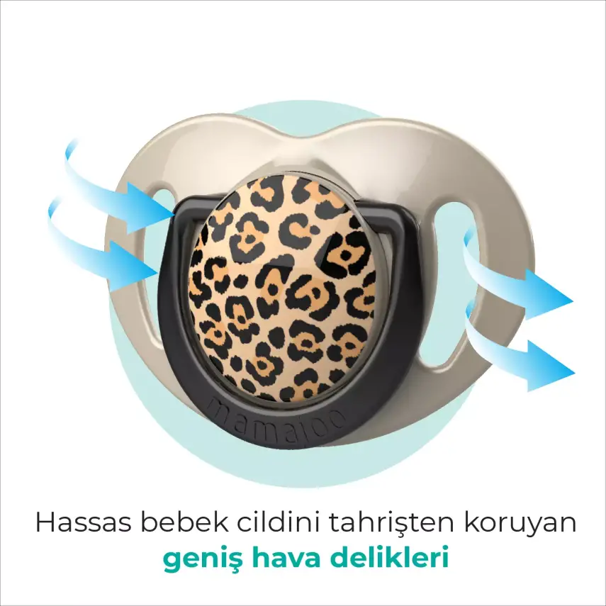 Mamajoo Silikon Emzik 2li & Sterilizasyon Saklama Kutusu 12+ Ay Bej Leopar - 5