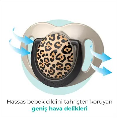 Mamajoo Silikon Emzik 2li & Sterilizasyon Saklama Kutusu 6+ Ay Bej Leopar - 5