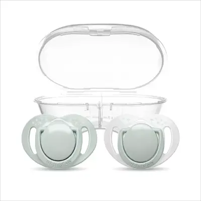 Mamajoo Silikon Emzik 2li & Sterilizasyon Saklama Kutusu 6+ Ay Powder Green