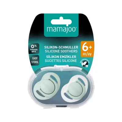 Mamajoo Silikon Emzik 2li & Sterilizasyon Saklama Kutusu 6+ Ay Powder Green - 8