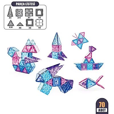 Vardem 70 Parça 7.5 Cm Manytetik Yapı Blokları Mavi-Mor (1)