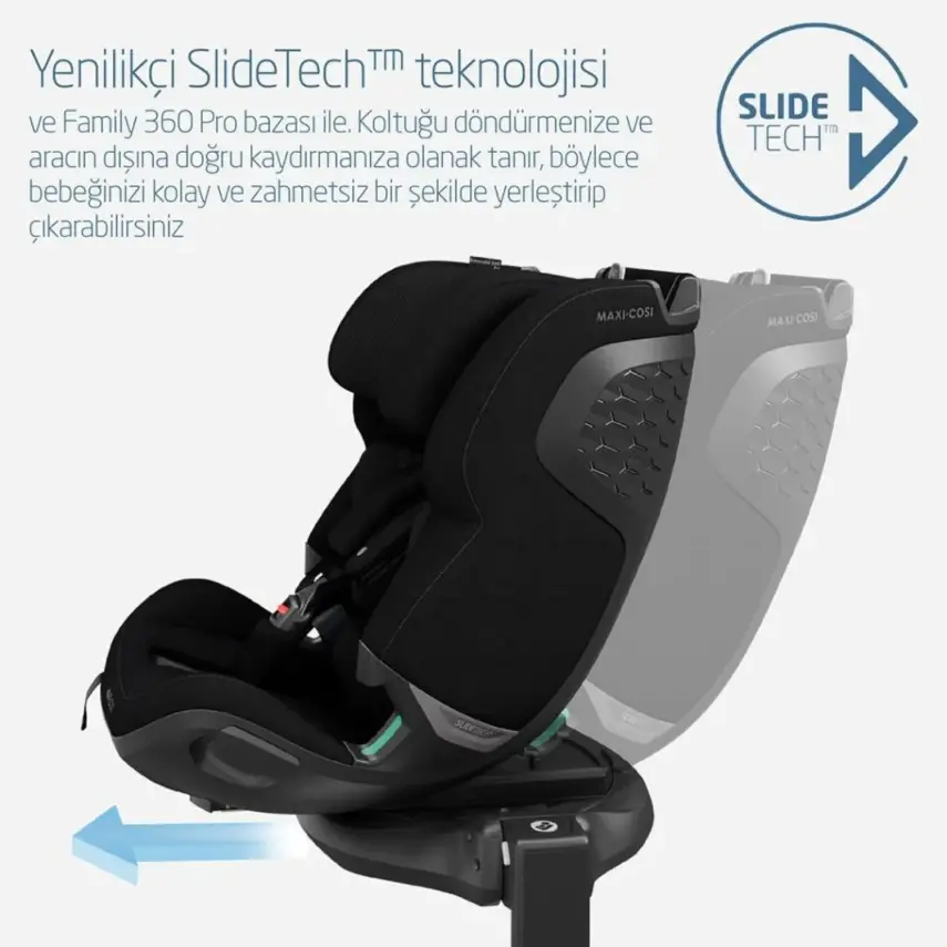 Maxi-Cosi Emerald 360 Pro I-size Araç Dışına Çıkabilen Isofix'li Dönebilir Yatabilir Slidetech Oto Koltuğu 0-36 Kg Authentic Black - 8