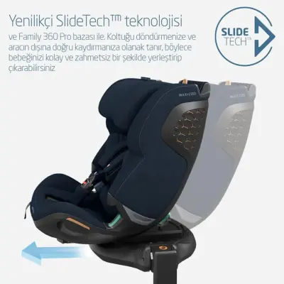 Maxi-Cosi Emerald 360 Pro I-size Araç Dışına Çıkabilen Isofix'li Dönebilir Yatabilir Slidetech Oto Koltuğu 0-36 Kg Authentic Blue - 7
